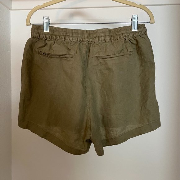 Quince 100% European Linen Shorts in Washed Olive - Picture 2 of 3